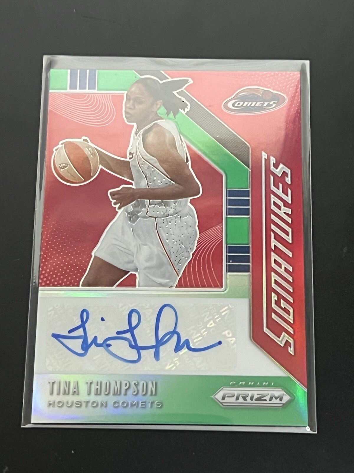 2020 Panini Prizm WNBA - Signatures Green Prizm #SG-TTM Tina Thompson (AU)