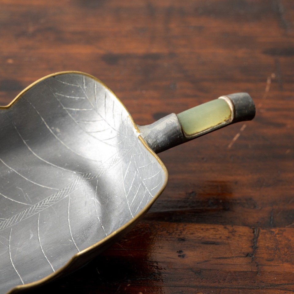 Chinese Pewter and Jade Leaf Dishes A Pair eBay