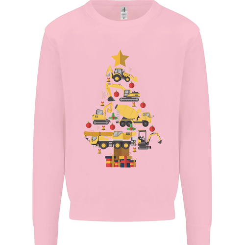 Construction Christmas Tree Digger Lorry Crane Kids Sweatshirt Jumper - Picture 57 of 92
