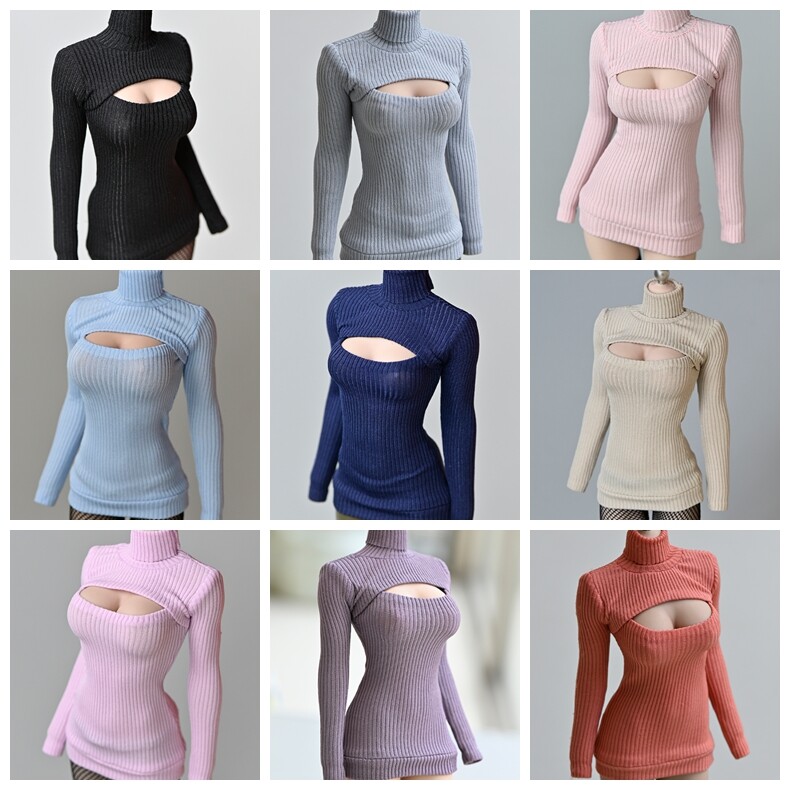 1/6 Scale Female Model High Collar Open Chest Sweater Colors F12