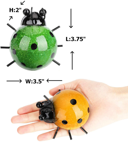 Metal Garden Wall Art Decorative Set of 4 Cute Ladybugs Outdoor Wall Sculptures - Picture 6 of 12