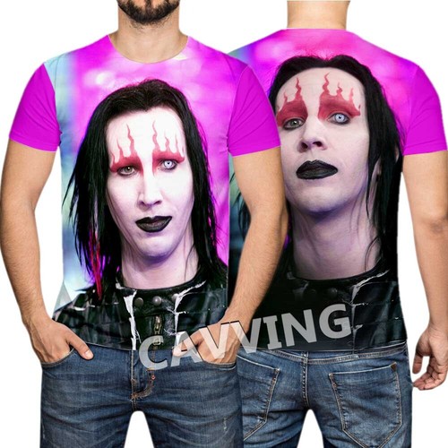 Marilyn Manson 3D Print Casual Fashion Short Sleeves T-shirts for Women/men - Picture 8 of 20