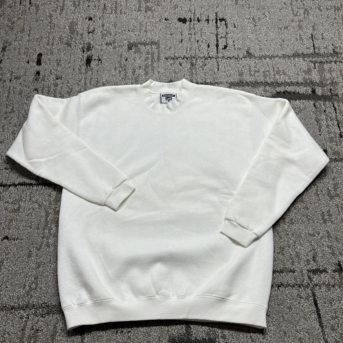 Vintage Lee Heavyweight Sweatshirt White Large Classic Plain Vintage Lee Heavyweight Sweatshirt White Large Classic Plain