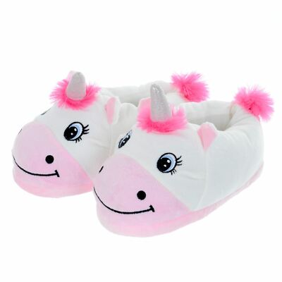 Womens Fun Unicorn Slippers New Ladies Pink White Padded Slippers Non Slip  Soles UK