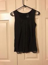 New York Company Black Layered Sleeveless Blouse with Gold Rhinestones S NEW