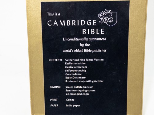 Vintage Cambridge Cameo Bible, KJV Black Calfskin 23 Carat Gold, 27XRL GB, Box - Picture 2 of 8