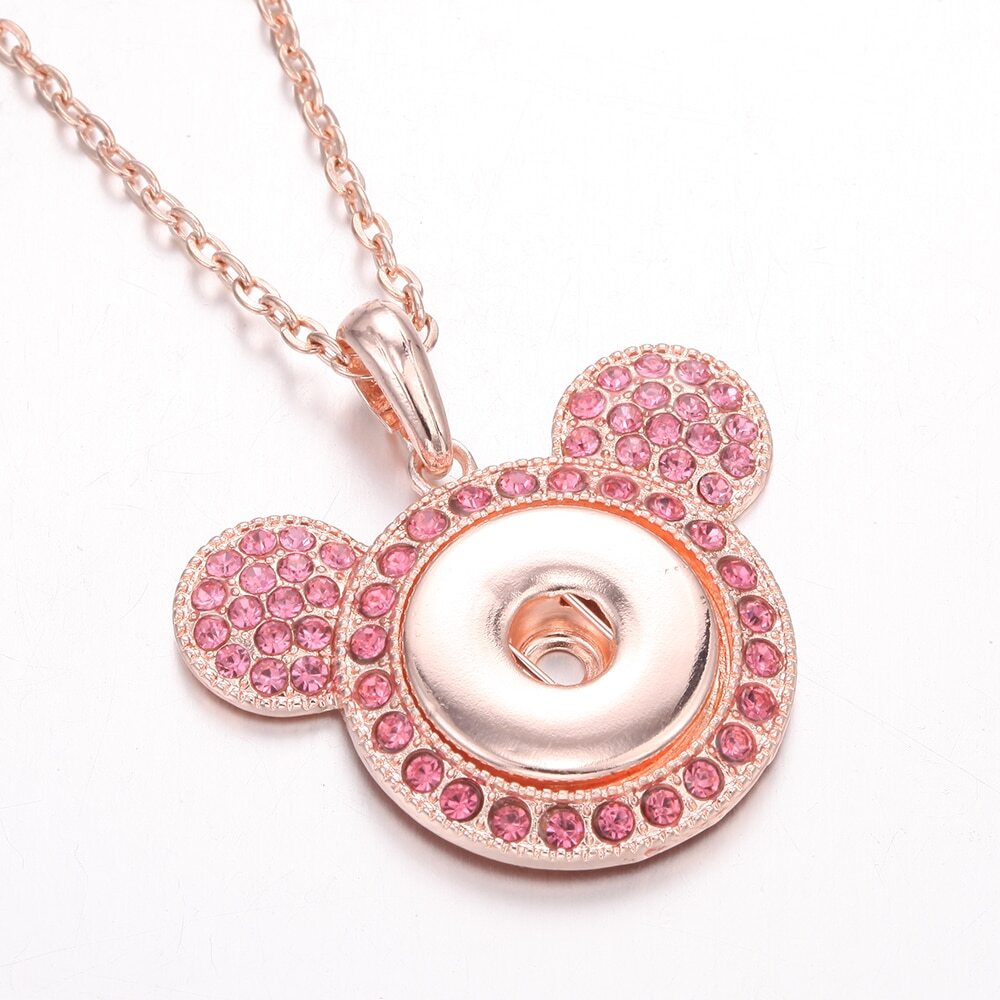 New Rose Gold Love Heart Crystal Rhinestone 18mm Snap Button DIY