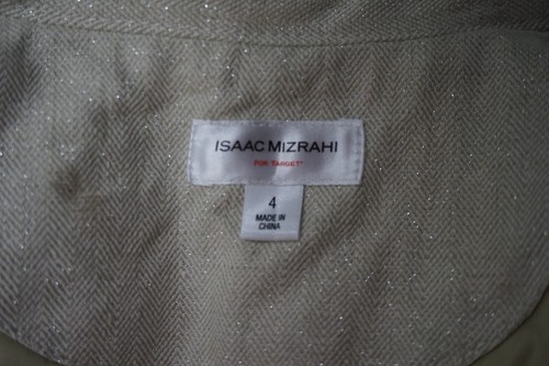 Isaac Mizrahi Pale Green Metallic Belted Jacket Blazer Suit Coat Womans Sz 4 - Bild 5 von 5