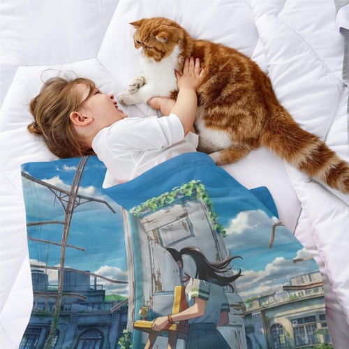 Suzume Flannel Blanket Super Soft Throw for Bed sofa Couch Birthday Gift - Picture 7 of 14