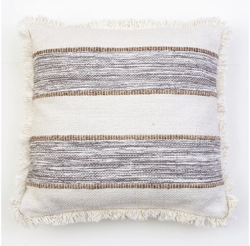 Trim Pillow Cover W/ Pillow Jute Rope w Fringe 22" X 22" Yllw Macys HANDMADE NWT - Picture 12 of 16