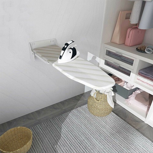 Mesa de planchar montada en la pared tabla de planchar giratoria 180° plegable que ahorra espacio blanca - Imagen 9 de 13