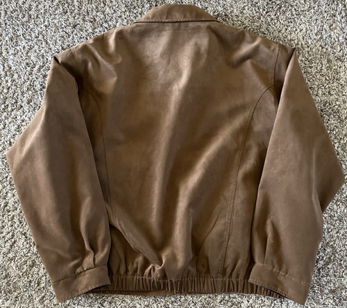 Cutter & Buck Faux Suede Brown Men's XL - Bomber Full Zip Jacket Pockets - Picture 2 of 3