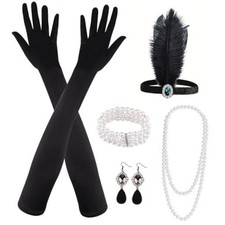 8 Pieces 1920s Great Gatsby Accessories Set for Women Green