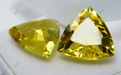 Anillo Piedras Preciosas Sueltas Zafiro Natural 19 Ct CERTIFICADO Par Corte Trillón Amarillo - Imagen 2 de 8