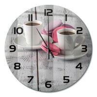Glasuhr Wanduhr Ohne TickgeräUsche Kaffee Und Kekse Schwarze Zeiger Fi60 Cm