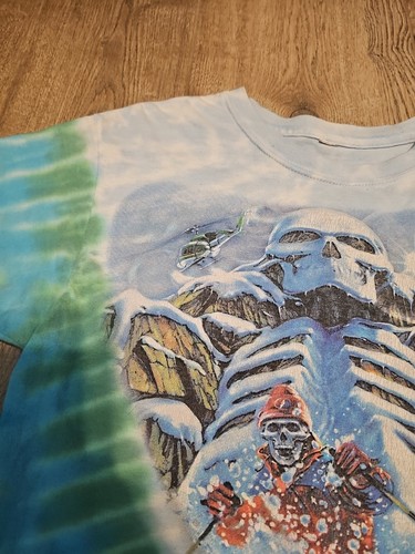 Vintage 1994 Grateful Dead Richard Biffle Skiing Tie Dye T-shirt Art Band Cut - Foto 8 di 21