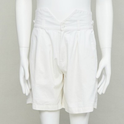 RAF SIMONS 2006 cream cotton high waist pleated front dress shorts EU50 L