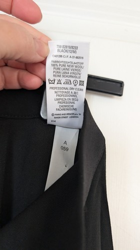 Ladies Black 2 Piece Trousers Suit Marks And Spencer Pure Wool - Picture 13 of 15