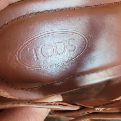Tod's Sandals Women's Size 39 Two-tone Leather Ankle Strap Flat Sandal - Picture 10 of 11