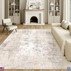 8x10 Washable Area Rug Beige Grey Abstract Soft Non-Slip Indoor Carpet