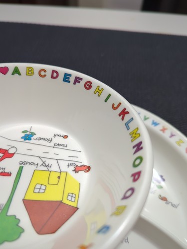 Vtg Anacapa Melamine 2 Dish Set Divided Plate Toddler Baby Kid Bowl 87’ - Picture 4 of 16