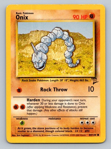 Pokemon Onix Base Set 2 084/130 Light Play LP+ or Better - Picture 1 of 2