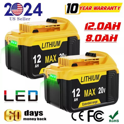 #ad Pack For DeWalt 20V 20 Volt Max XR 12.0AH Lithium Ion Battery DCB206 2 DCB200 2 $40.93
