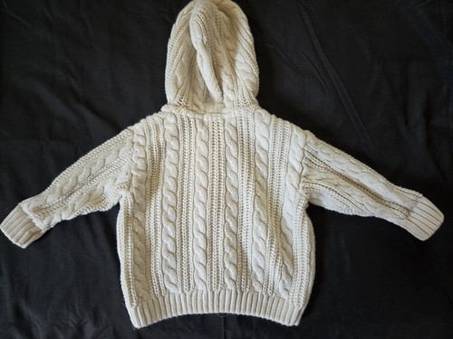 Grayson Mini Baby Ivory Cable Sweater Frisherman Hooded Size 6-9 Months - Picture 2 of 3