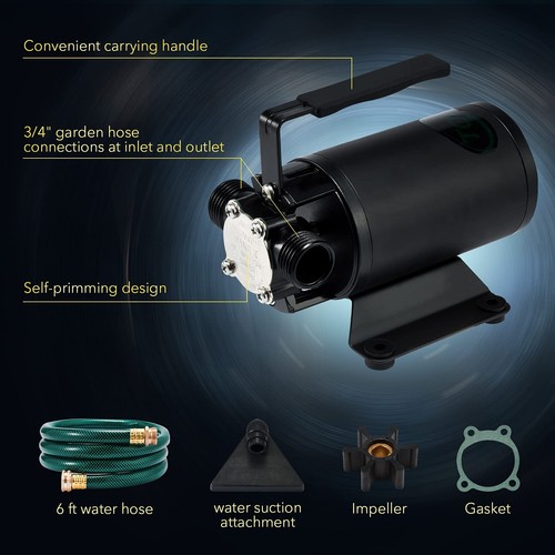 12V Water Transfer Pump 330GPH Self-Priming Pump Portable Electric Utility Su... - Picture 2 of 8