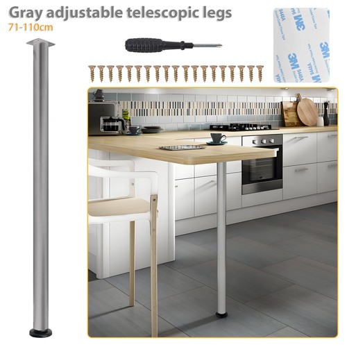 710-1100MM Adjustable Kitchen Worktop Desk Breakfast Bar Table Leg Support Feet - Picture 20 of 20