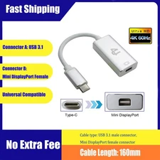 160mm USB C 3.1 Type C Male To Mini Displayport Female Adapter Cable 4K@60Hz