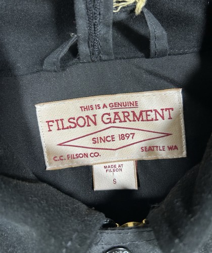 Filson Cover Cloth Mile Marker Coat Men's S Black Waxed Canvas Jacket USA Made - Picture 3 of 19