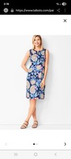 Talbots Women's Cotton Lined Paisley Sleeveless Shift Dress Knee Length Zip 12
