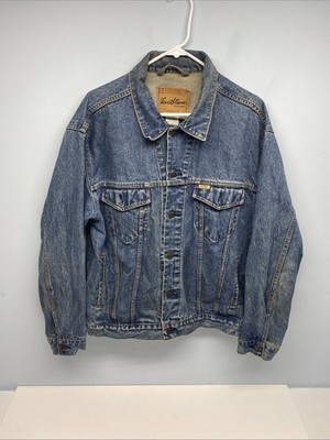 Levi Strauss Signature Mens Large L Blue Denim Jean Trucker Jacket LL-1055