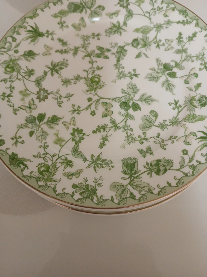 Juego de 4 platos de cena Grace Teaware 10" verde floral, mariposa Foto 4 de 4