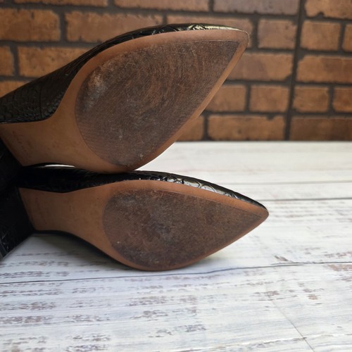 Cole Haan Karena Pump Womens 7.5 B Black Embossed Crocodile Print Block Heels - Picture 7 of 9