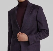 Calvin Klein Mens Purple SlimFit Wool Blend Plaid Suit Separate Sz 44R