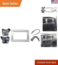 Custom Silver Double Din Dash Install Kit for Dodge Ram 1500-4500 - Easy Setup