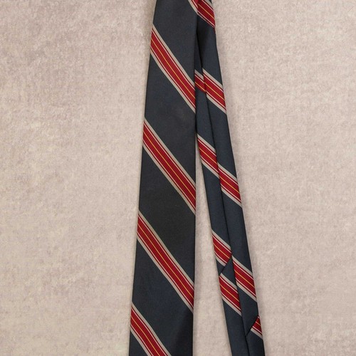 Vintage Striped Repp Tie Navy Blue Michael Reed - Picture 6 of 6