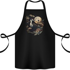Un Tablier En Coton Avec Des Fleurs Et Un Oiseau De Lune 100% Bio