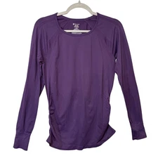 Gaiam Women's Purple Long Sleeve Performance Top Large Stretch Activewear Shirt