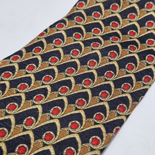 VALENTINO 100% SEIDE KRAWATTE CRAVATTA NECKTIE VINTAGE GEOMETRIC ITALY BLAU ROT GOLD - Bild 2 von 7