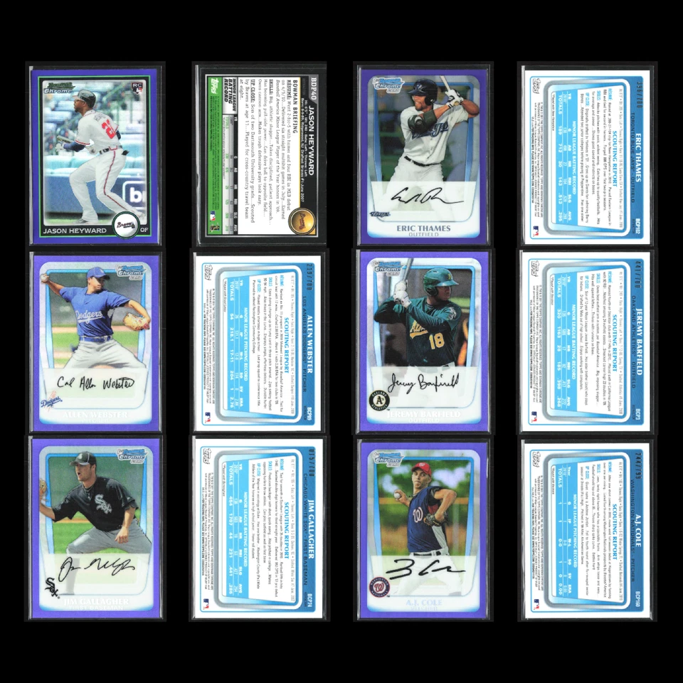 Lote de 50 tarjetas de béisbol Bowman cromo púrpura refractor distribuidor al por mayor ¡Enorme! Foto 3 de 4