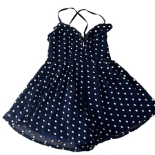 Forever 21 Sleeveless Romper Playsuit One Piece Women Size Small Blue Polka Dot