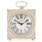 Small Table Clock with Handle, Silent Non-Ticking Shelf Desk Top Clock