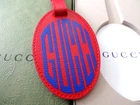 New red  blue GUCCI  animal friendly bag tag ITALY unused