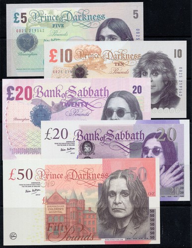 Dion Kitson Komplettsatz 5 Ozzy Osbourne/Black Sabbath Tribute limitierte Banknoten - Bild 1 von 6