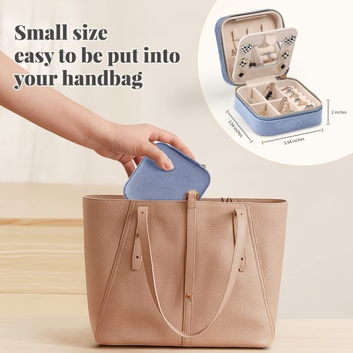 Joyero de viaje de terciopelo Dajasan, mini estuche de joyería de viaje, pequeño portátil T... - Imagen 3 de 7