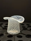 Vintage Fenton Blue Opalescent Spiral Optic Top Hat Vase Art Glass