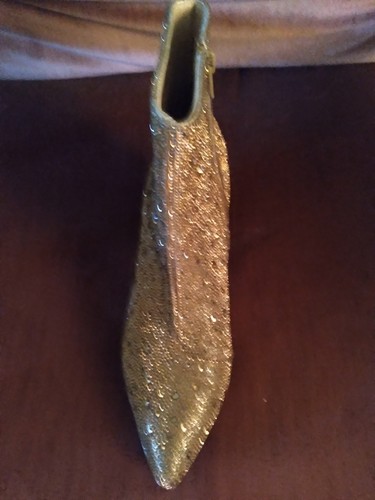 Betsey Johnson Gold Glas Stein Obermaterial Stiefel 2,5 in High Heel Größe 9,5 - Bild 7 von 12